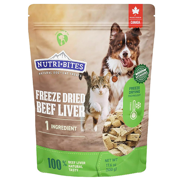 Bag of Nutri-Bites freeze-dried beef liver treats
